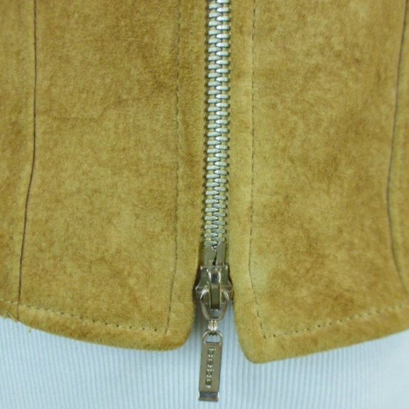 BEBE TIE DYE brown SUEDE LEATHER zip JACKET tan brown vintage retro S hippie - Picture 6 of 10